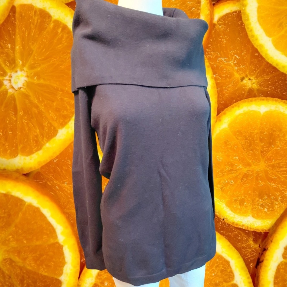French Connection Womens L Off Shoulder Long Sleeve Knit Sweater Top